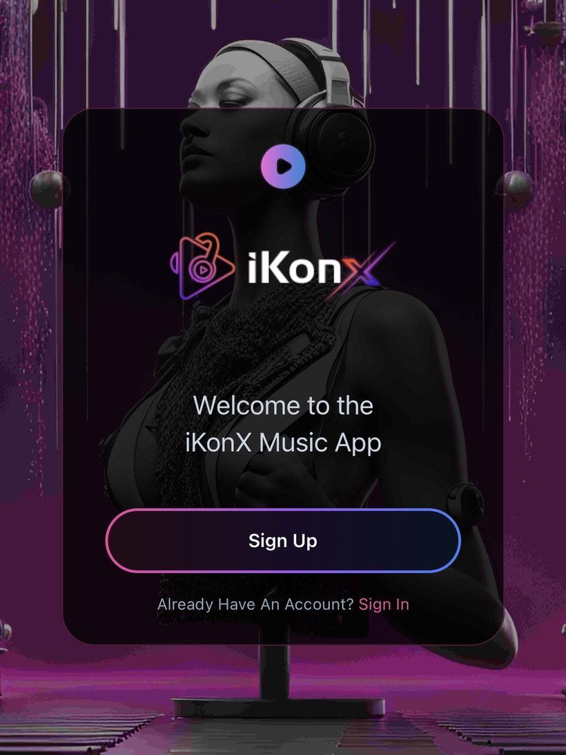 iKonX running on an iPad Pro · the artists side of the network where artists earn 100% of the price they set