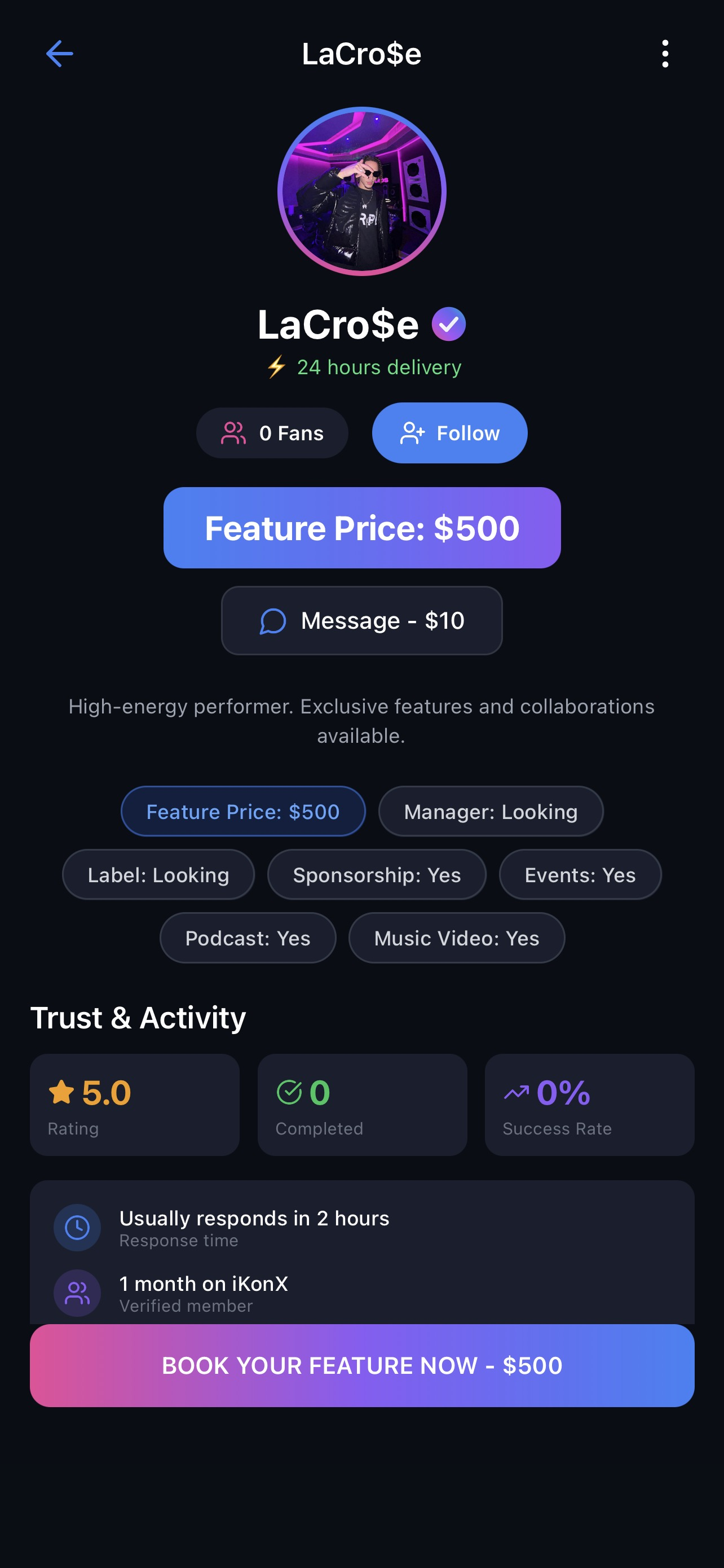 iKonX artist profile and booking
